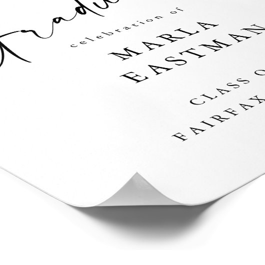シンプルScript Black & White Graduation Welcome ポスター (角)