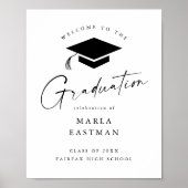 シンプルScript Black & White Graduation Welcome ポスター (正面)