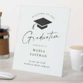 シンプルScript Black & White Graduation Welcome 台座サイン (インサイチュ)