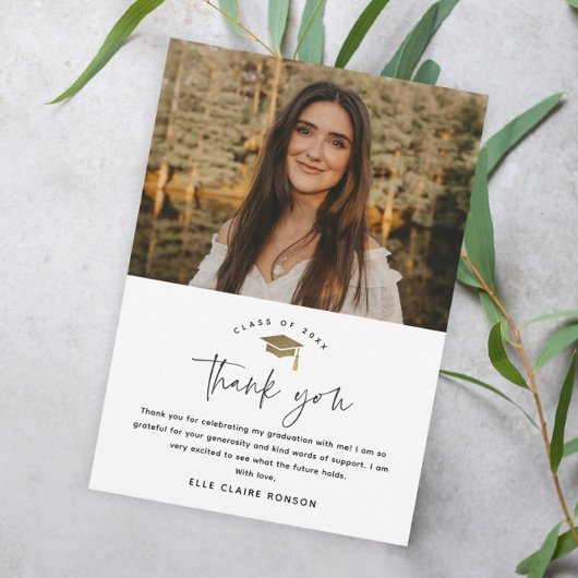 シンプルScript Black & White Photo Gradation サンキューカード