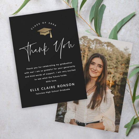 シンプルScript Black & White Photo Gradation サンキューカード