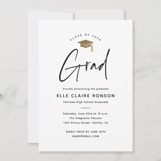 シンプルScript Black & White Photo Gradation 案内状 (正面)