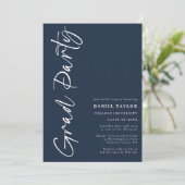 シンプルScript Blue卒業パーティー 招待状 (スタンド正面)