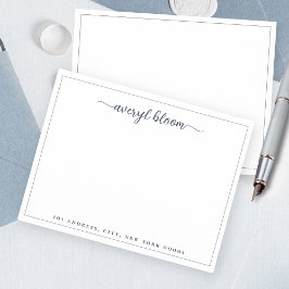 シンプルScript Blue文房具縁どパーソナライズされた用 ノートカード