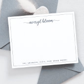 シンプルScript Blue文房具縁どパーソナライズされた用 ノートカード