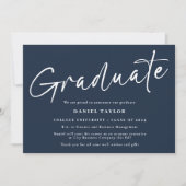 シンプルScript Blue White Photo Gradation 案内状 (正面)