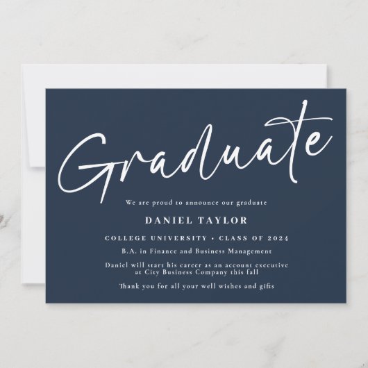 シンプルScript Blue White Photo Gradation 案内状 (正面)