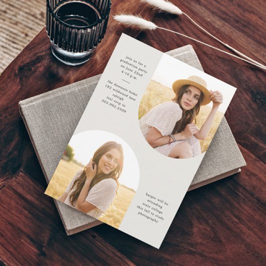 シンプルScript Boho Arch写真卒業 招待状