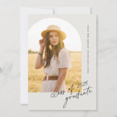 シンプルScript Boho Arch写真卒業 招待状 (正面)