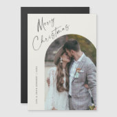 シンプルScript Boho Arch Photo Christmas Magnet (正面/裏面)