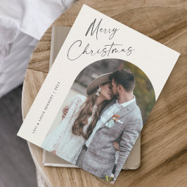 シンプルScript Boho Arch Photo Christmas Magnet