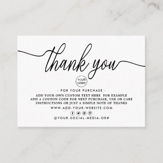 シンプルScript Business Thank You エンクロージャーカード (正面)