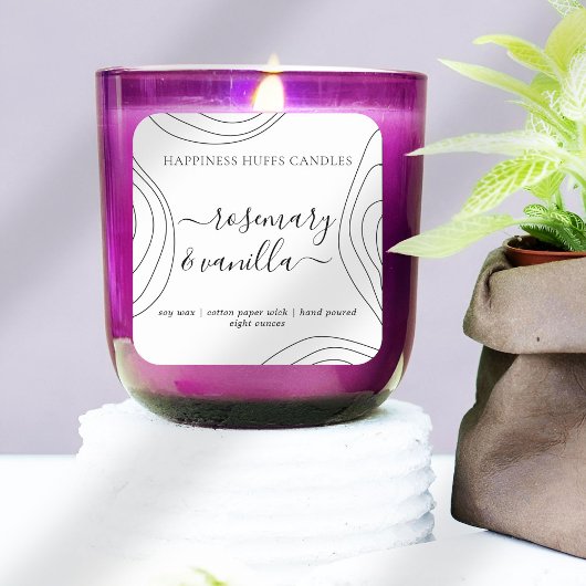 シンプルScript Candleラベル正方形ステッカー スクエアシール