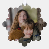 シンプルScript Cherish 2フォトクリスマスホリデー オーナメントカード (裏面)