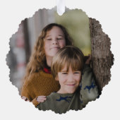 シンプルScript Cherish 2フォトクリスマスホリデー オーナメントカード (裏面)