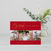 シンプルScript Cherish Every Momentフォトコラージュ 箔シーズンポストカード (立ち正面)