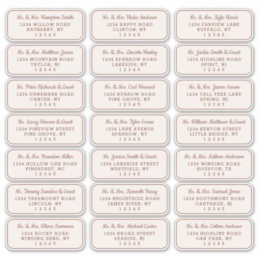 シンプルScript Copper & Beigeゲスト住所 シール (正面)