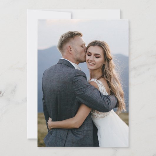 シンプルScript Dusty Blue Two Photo 結婚's 招待状 (裏面)