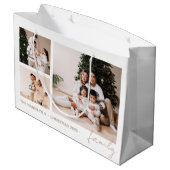 シンプルScript Family Photo Collage Holiday ラージペーパーバッグ (裏面アングル)