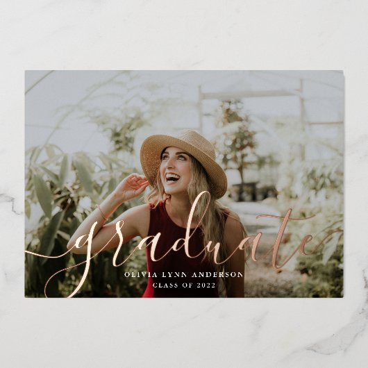 シンプルScript Foil卒業発表 箔招待状 (正面)