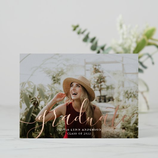 シンプルScript Foil卒業発表 箔招待状 (立ち正面)