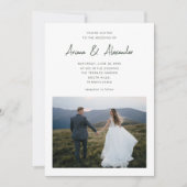 シンプルScript Forest Green Two Photo 結婚's 招待状 (正面)