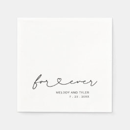 シンプルScript Foreverハートの結婚紙 スタンダードカクテルナプキン
