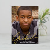 シンプルScript Gold Foil Photo Gradation Party 箔招待状 (立ち正面)