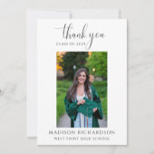 シンプルScript Graduationフォトサンキューカード 招待状 (正面)
