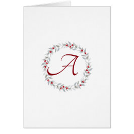 シンプルScript Grayリースモノグラムノートカード