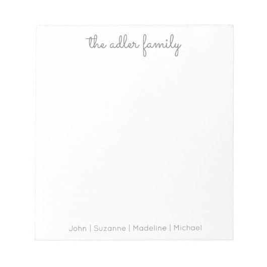 シンプルScript Gray Familyメモ帳 ノートパッド (正面)