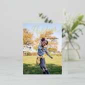 シンプルScript Happy Holidays Full Photo 箔シーズンポストカード (立ち正面)