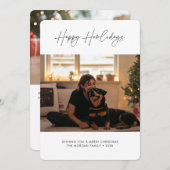 シンプルScript Happy Howlidaysクリスマスドッグ写真 シーズンカード (正面/裏面)