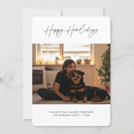 シンプルScript Happy Howlidaysクリスマスドッグ写真 シーズンカード