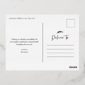 シンプルScript Happy New Year 3フォトコラージュ金ゴールド 箔シーズンポストカード (裏面)