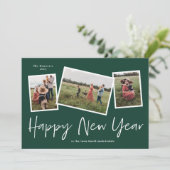 シンプルScript Happy New Year 3 Photo Collage シーズンカード (スタンド正面)