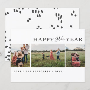 シンプルScript Happy New Year Photo Holiday Card シーズンカード