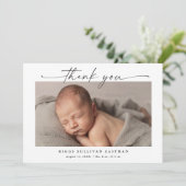 シンプルScript Horizontal Photoベビー サンキューカード (スタンド正面)