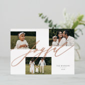 シンプルScript Joyful Greeting 3写真 箔シーズンカード (立ち正面)