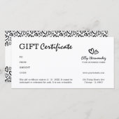 シンプルScript Logoハートブラックギフト証明書 (正面/裏面)