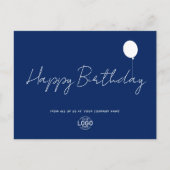 シンプルScript Logo Navy Bue Business誕生日 ポストカード (正面)