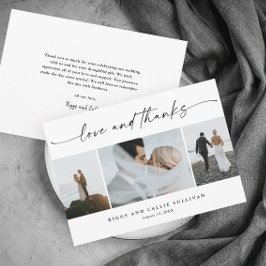 シンプルScript Loveと感謝してい3写真結婚s サンキューカード
