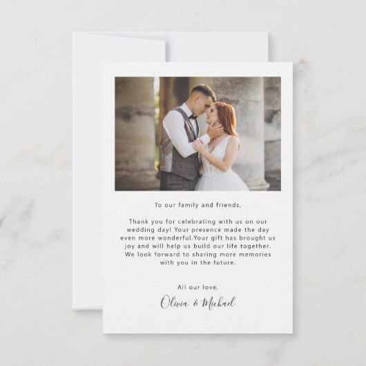 シンプルScript Loveハートミニマ結婚リストの写真 サンキューカード (裏面)