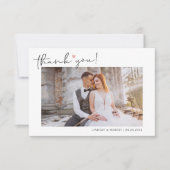 シンプルScript LoveハートClassyの結婚写真 サンキューカード (正面)