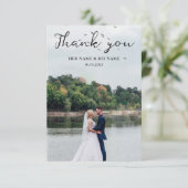 シンプルScript LoveハートClassyの結婚写真 サンキューカード (スタンド正面)