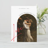シンプルScript Love Arch Photo Valentines Day シーズンカード (スタンド正面)