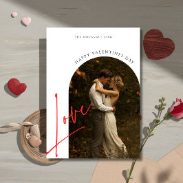 シンプルScript Love Arch Photo Valentines Day シーズンカード