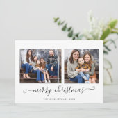 シンプルScript Merry Christmas写真休日 シーズンカード (スタンド正面)