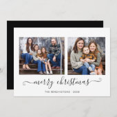 シンプルScript Merry Christmas写真休日 シーズンカード (正面/裏面)