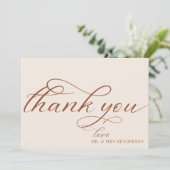 シンプルScript Minimalistの結婚サンキューカード。 サンキューカード (スタンド正面)